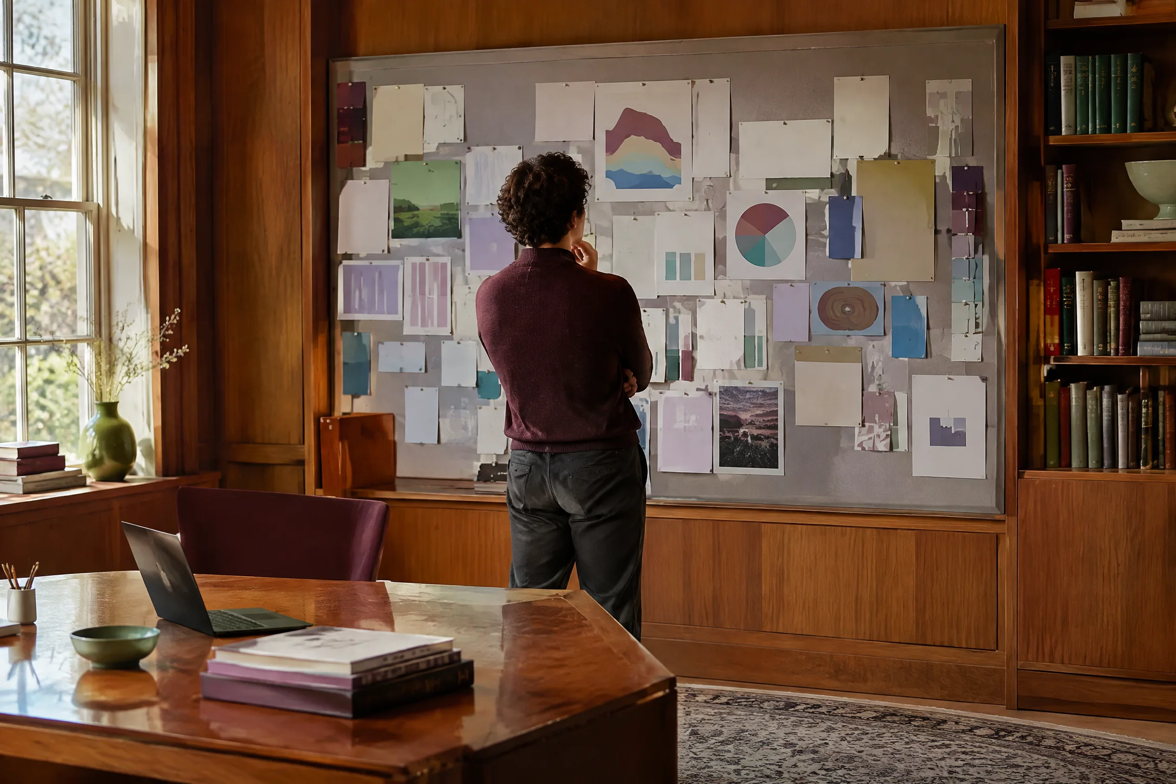 Research wall with abstract cards