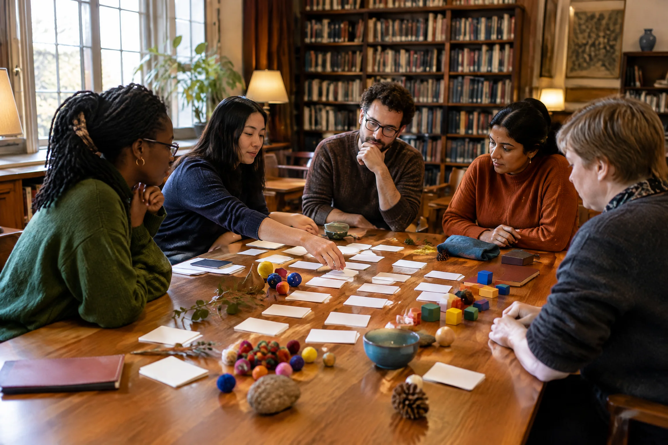 Small research workshop around a table